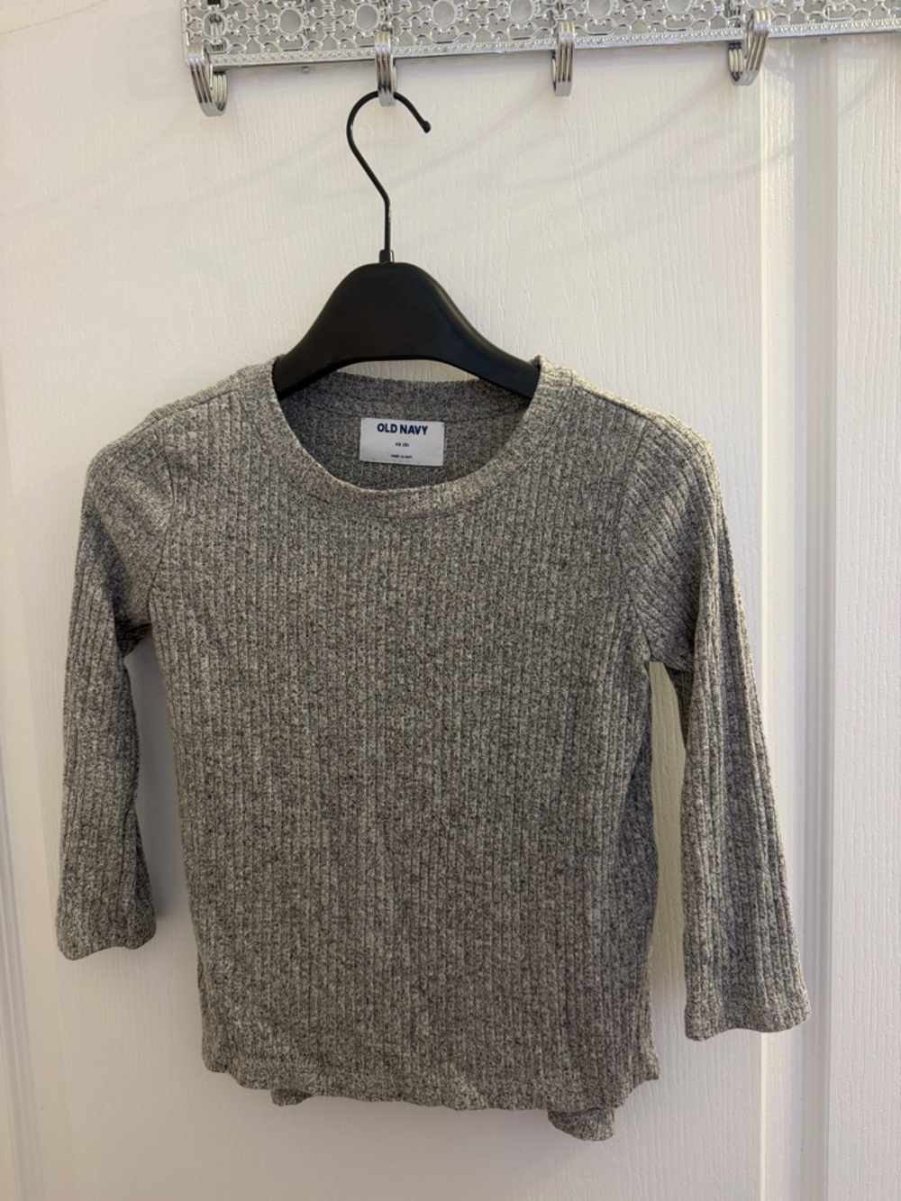 Old Navy Heather Gray Ribbed Crewneck Top